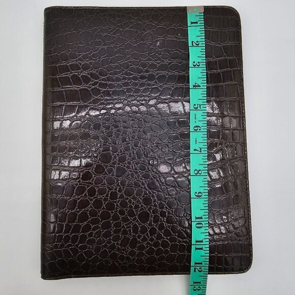 Brown Folio, Shiny Croc Print 9.5" x 12.5" with lined paper and 2 pen holders - Picture 12 of 14